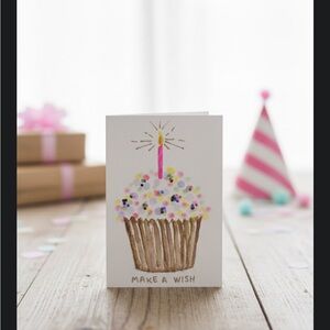 Hand-painted Cupcake Birthday Card with glitter (Single $10, Set of 8 $24)